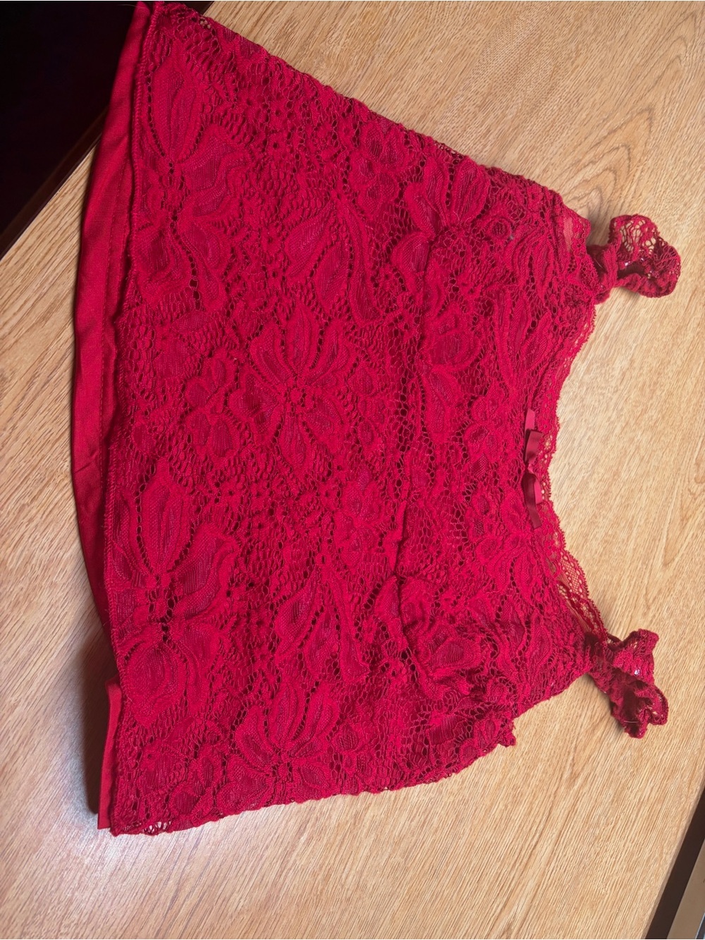 Red Lace Crop Tank Top